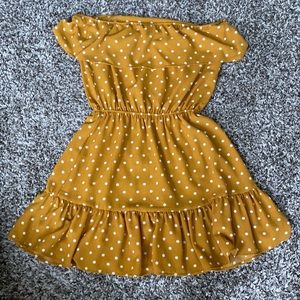polka dotted mustard yellow sun dress